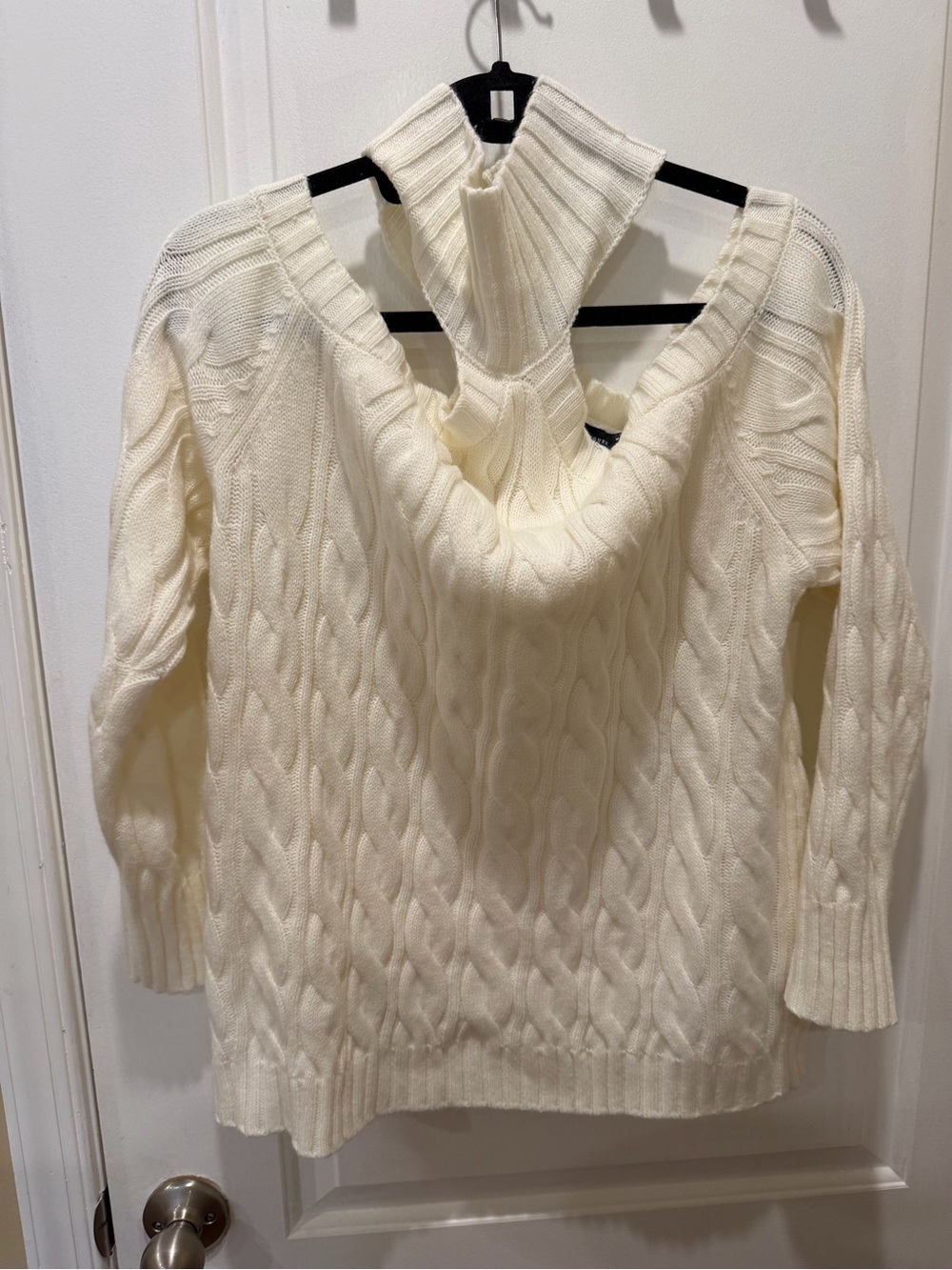 Cream Cable-Knit Turtleneck Sweater
